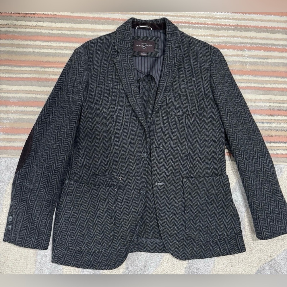 Herringbone Wool Blazer by‎ Black Brown 1826 M